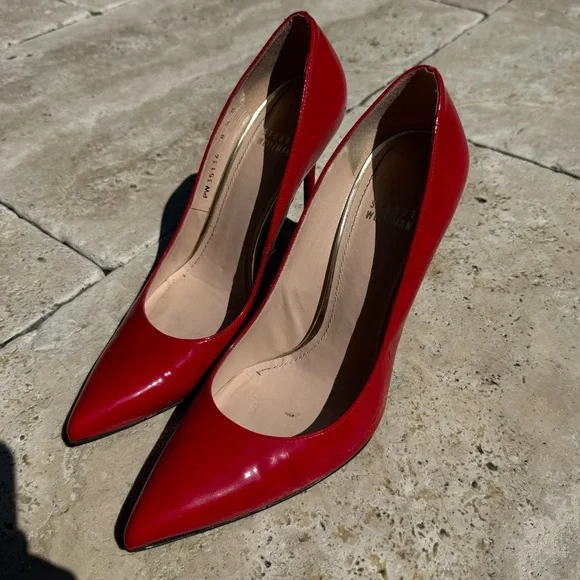 Stuart Weitzman Red Patent Leather Stuart Pumps Size 8.5 - Picture 8 of 9